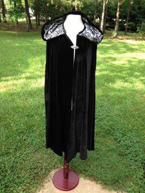 Long velvet cape with hood 2025