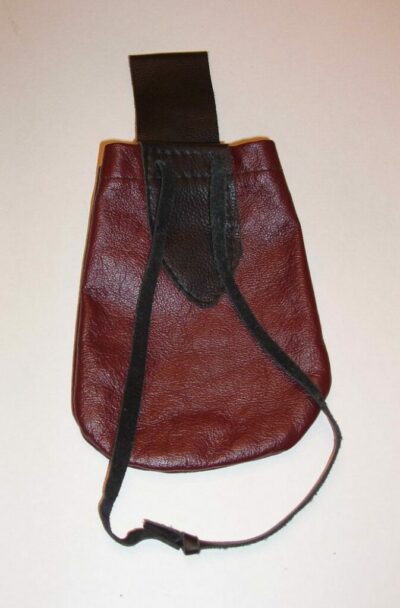 Burgandy and Black Leather Pouch