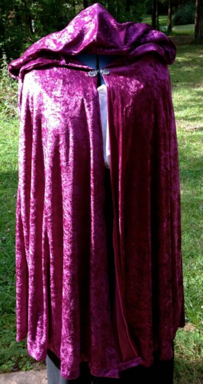 Velvet Cape in Raspberry, 3/4 length