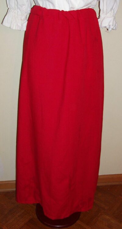 Red Linen Skirt with Drawstring