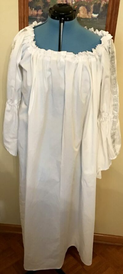 White Muslin Chemise with Bell Sleeves and Celtic Nordic Trim