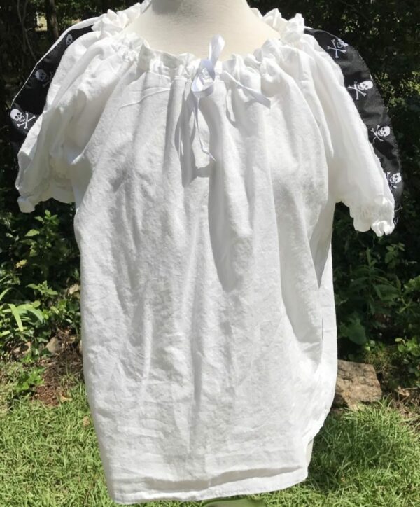 Pirate Wench Chemise Shift short sleeve with skull and crossbones trim