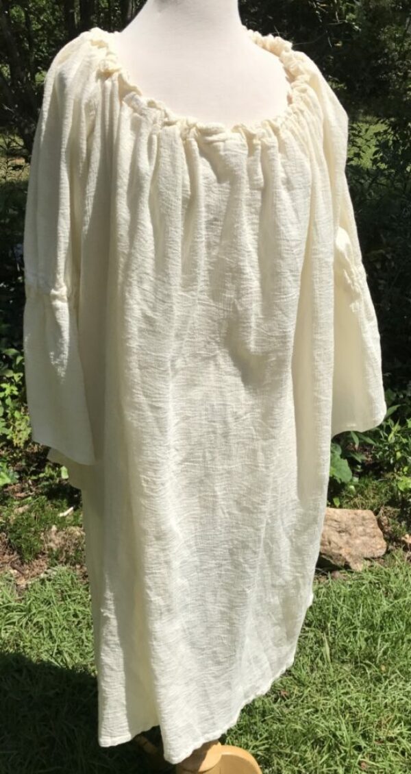 Long Cream Muslin Chemise with Double Knot Celtic Trim - Image 2