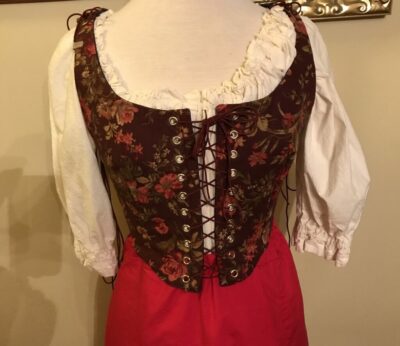 Burgandy Bodice with Red Roses