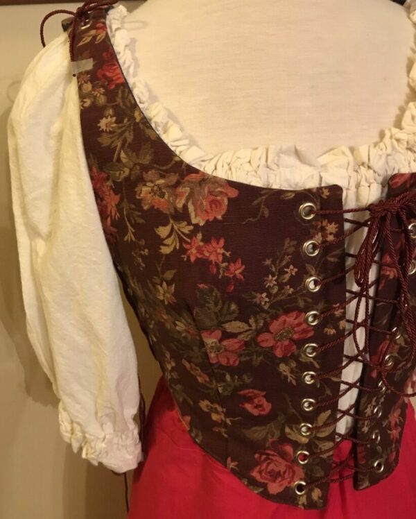 Burgandy Bodice with Red Roses-custom order - Image 3