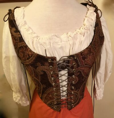 Brown Paisley with Black Twill 3 Piece Bodice Medium