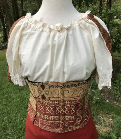 Waist Cincher Sm to Med, Red Patchwork and Black Twill