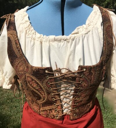 Brown Paisley Bodice Med to Lg, 3 piece with Black Cotton Twill