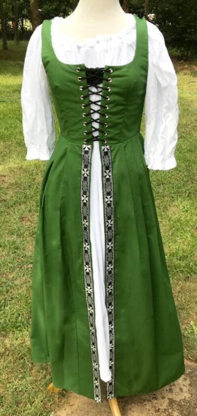 Irish Overdress in Green Cotton Small