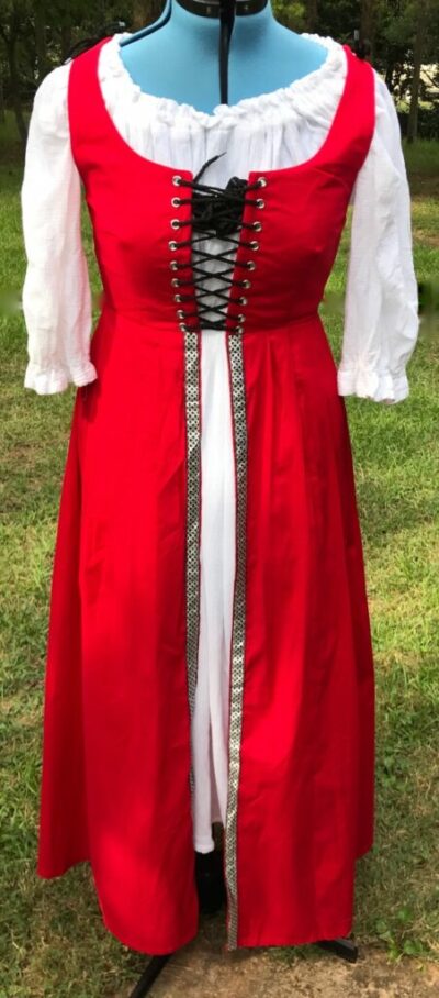 Red Cotton Irish Overdress Small