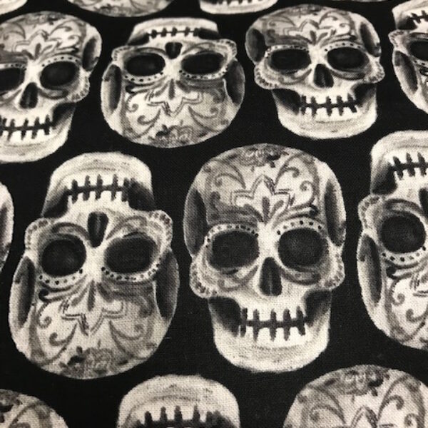 black and white skulls fabric