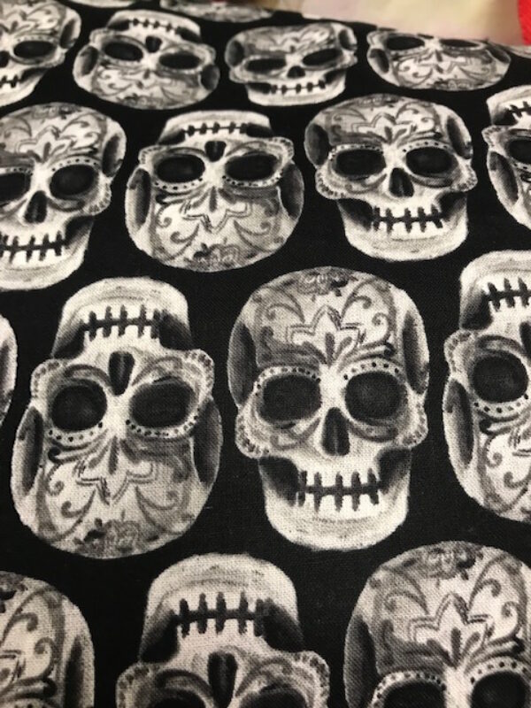 black and white skulls fabric