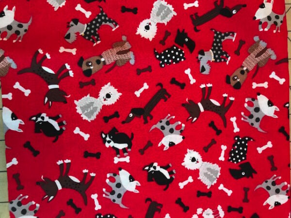 dogs on red fabric