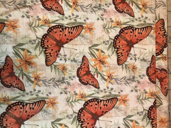 orange butterflies fabric