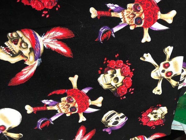 pirate skulls on black fabric