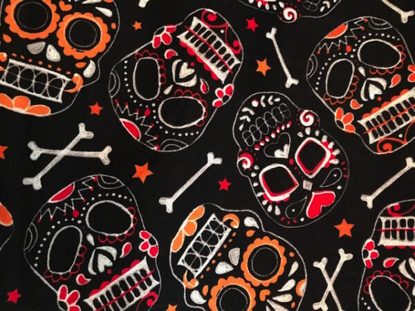 skulls with orange and red