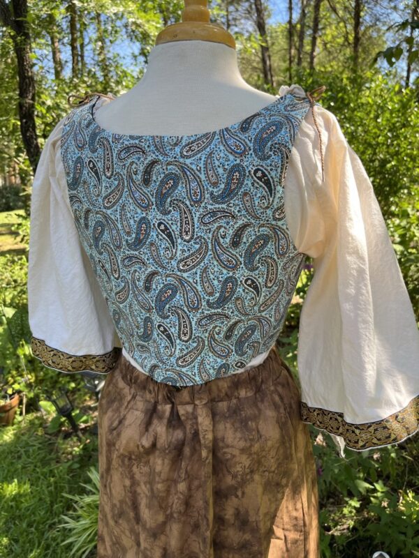 Blue Paisley Bodice with Black Cotton W38 Large to XL - Image 2