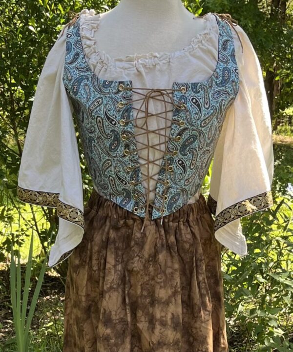Blue Paisley Bodice with Black Cotton W38 Large to XL