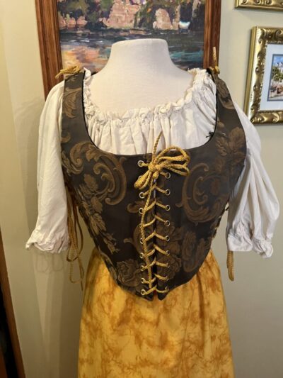 Bodice with Green Gold Brocade Waist 36 Medium to Large