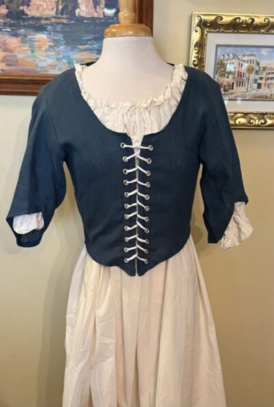 Blue Linen 18th Century style jacket Medium Waist 34